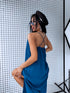 Long dress with crossed straps - dark turquoise